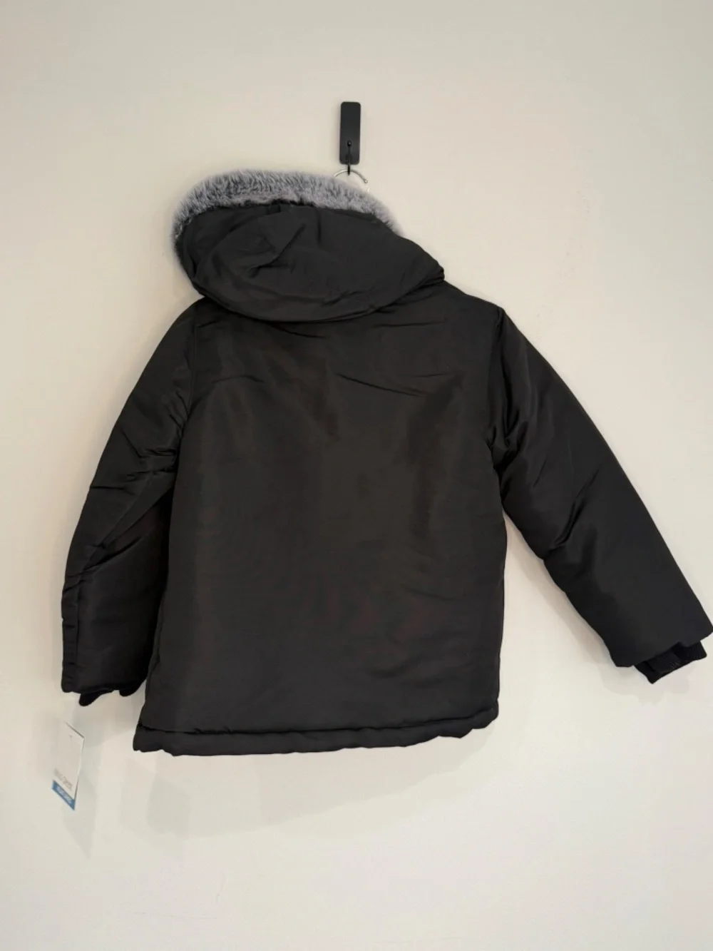 FALLS CREEK New $75 Youth Unisex XS 5 Black Gray Faux Fur Full Zip Hooded Parka
